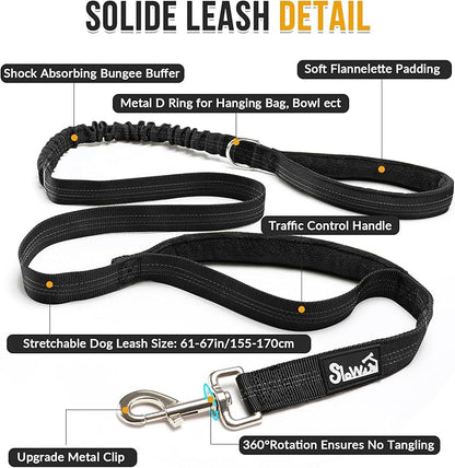 Lukovee No Pull Dog Harness & Leash Set - Heavy Duty Dog Vest Harness with Soft Padded for Medium Large Dogs, Adjustable Reflective Tactical Pet Harness for Easy Walk and Training (M, Black)