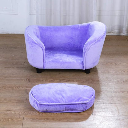 Getifun Pet Bed Sofa, Velvet Couch with Removeable Washable Cushion for Small Dog Cat (Purple)