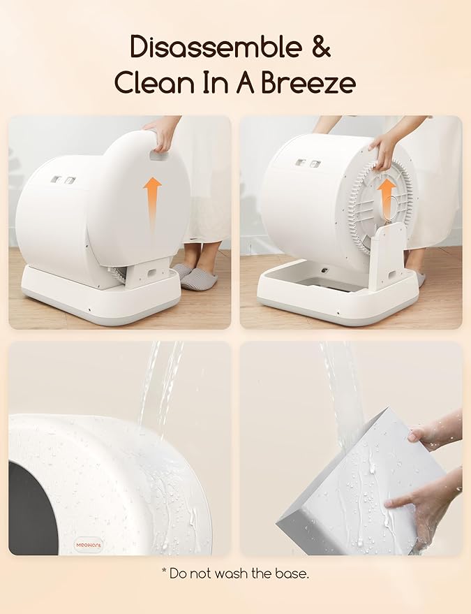 MeoWant Self-Cleaning Cat Litter Box, Integrated Safety Protection Automatic Cat Litter Box for Multi Cats, Extra Large/Odor Removal/APP Control Smart Cat Litter Box with Mat & Liner