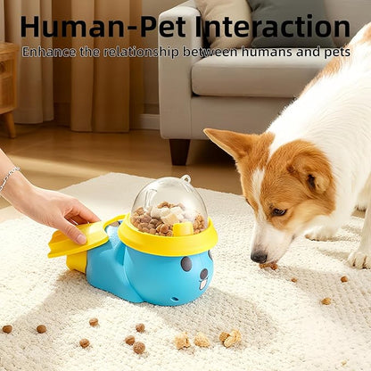 Dog Interactive Treat Dispenser Toy, Interactive Cat Dog Puzzle Toy, Dogs Food Treat Feeding Dispenser for Healthy Eating for Small & Medium (Blue/Yellow)