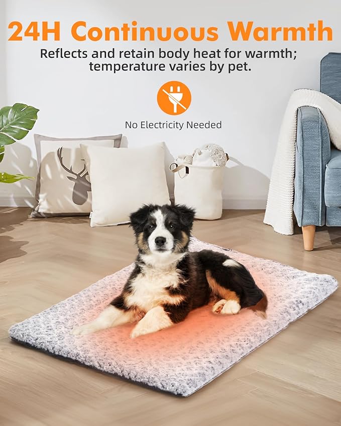 Papettly Self Warming Cat Bed 37 x 25.6 in - Beds for Indoor Outdoor Cats and Dogs, Machine Washable Cat Heating Pad, 2 in Thickened Pet Heating Pad for Cats & Dogs, Double Side Premium Soft