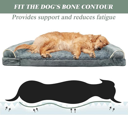 Orthopedic Dog Bed for Large Dog,Memory Foam Cat Bed with Stickable Design Waterproof Pet Couch Bed with Washable Removable Cover(36 in,Darkgrey)