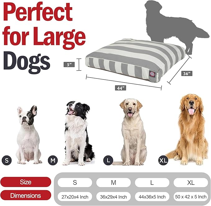 Majestic Pet Rectangle Large Dog Bed Washable – Non Slip Comfy Pet Bed – Dog Crate Bed with Removable Washable Cover – Dog Kennel Bed for Sleeping - Dog Bed Large Breed 44x36x5 Inch – Gray