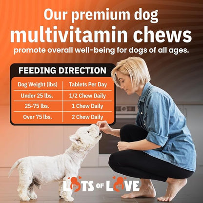 Dog Multivitamin Chewable - LotsOfLove Daily Multi Dog Chews (60 Count) - Dog Multi Vitamin & Supplement Chews for Small, Medium & Large Dogs
