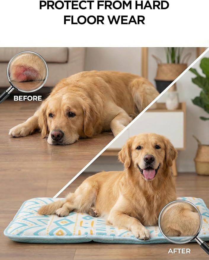 Dog Cooling Mat for Dogs & Cats, Soft Breathable Cooling Pad for Dog Bed, 35"x28" Self Cooling Crate Mat for Dogs, No Gel Washable Non-Slip Pet Cooling Mat Indoor Outdoor, Bohemia