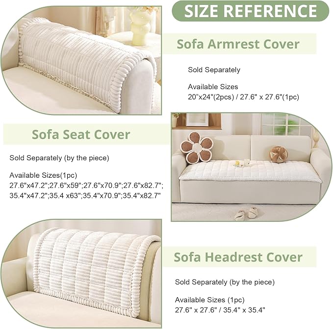 OstepDecor Washable Couch Cover for Dogs, Thick Pet Friendly Sofa Covers, Soft Couch Protector, Paw Cart Sofa Slipcovers, Cushion Protector for Leather, Sectional, Loveseat (27.6" x 27.6", White)