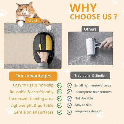 4 Pack Pet Hair Removal Glove,Efficient Pet Hair Remover for Dogs and Cats,Gentle Dog Hair Remover and Cat Hair Remover,Soft Pet Hair Remover Glove for Furniture and Clothing,Hair Removal Glove
