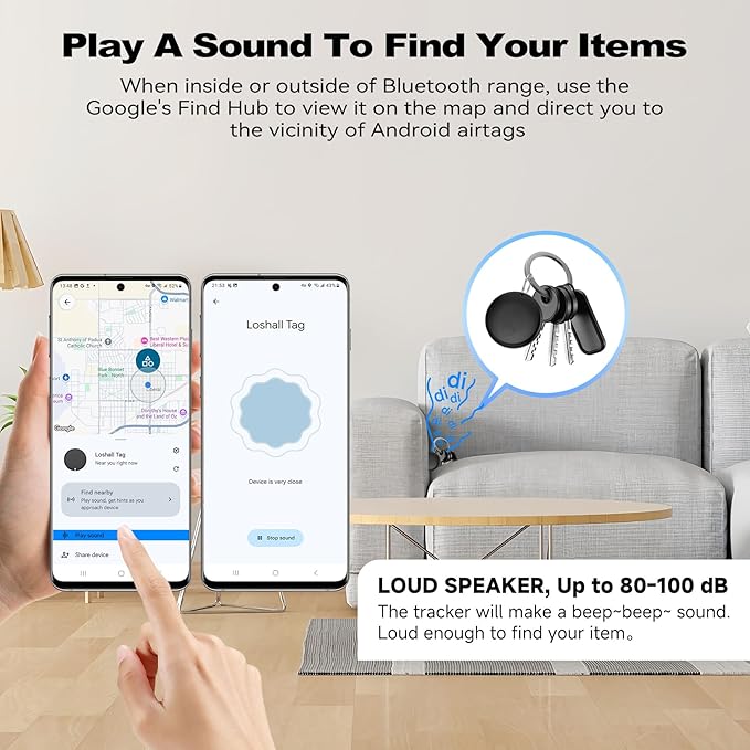 Air Smart Tag Tracker for Android, Google Android Tag Tracker Work with Google Find My Device (Find Hub), Key Finder/Luggage Tracker/Item Locator (Black, 2 Pack)