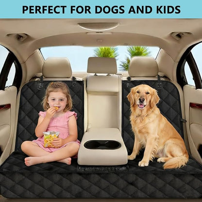 SNZ Dog Car Seat Cover for Back Seat - Waterproof Pet Seat Protector with Non-Slip Bottom, Scratch-Resistant Heavy Duty 600D Oxford, Machine Washable for SUV Trucks Sedan (Black, 4-Piece Set)
