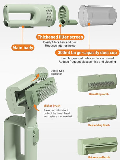 Dog Vacuum For Shedding Grooming, Pet Grooming Vacuum For Dogs Cat, Vacuum Pet Hair Remover Tool with Slicker Deshedding Dog Brush for Shedding Dematting Comb Kit