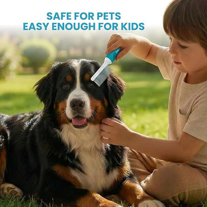 Poodle Grooming Comb - Metal Dematting Comb with Long & Short Stainless Steel Teeth for Removing Matted Hair & Knots, Safe and Gentle for Dogs & Cats