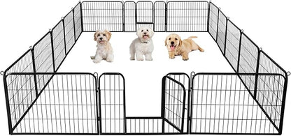 Topeakmart 24-inch Foldable Dog Pen Metal Pet Playpen Puppy Cat Exercise Fence Barrier Playpen Kennel Outdoor Indoor Black 16 Panels
