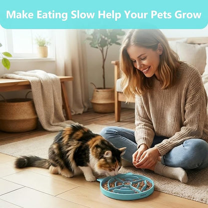 YINEYA 2 Pcs Silicone Slow Feeder Cat Bowl, Cat Slow Feeder for Food Training, Interactive Puzzle Bowls for Puppy, Kitten Dishes to Prevent Overeating, Treat Toys Suitable for Dry and Wet Food