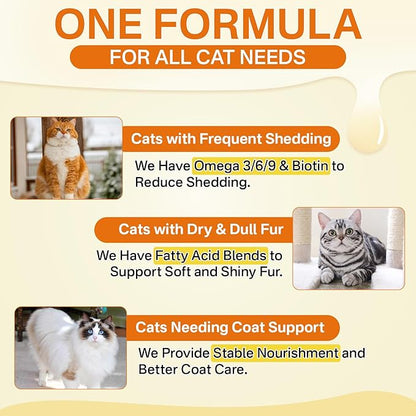 Puyrzoe Cat Skin and Coat Health - 500 Chews Crunchy & Creamy Cheese Core with Omega 3/6/9, Vitamins C & E, Biotin for Skin Hydration & Coat Shine Supplement for Cats Kittens - Chicken & Shrimp Flavor