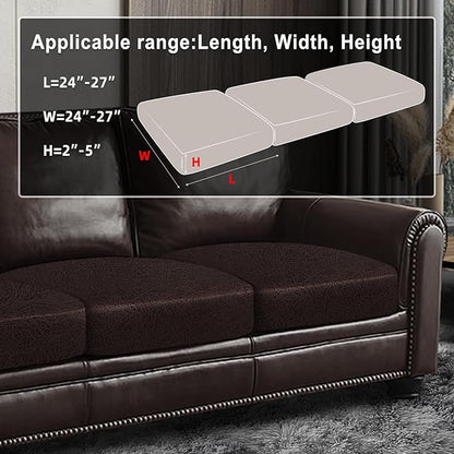 ANARACHON Leather Look Couch Cushion Covers Sofa Seat Slipcovers Sets Couches Furniture Protector for Sectional Armchair Loveseat Pets Kids Stretch Spandex Fabric (3 Cushion Sofa, Chocolate)