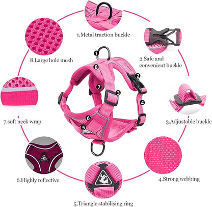 Wanheart Summer cat Chest Harness and Leash, Anti-Escape Adjustable Soft mesh cat Leash and Chest Harness Set for All Types of Cats cat Vests (Rose red, S)