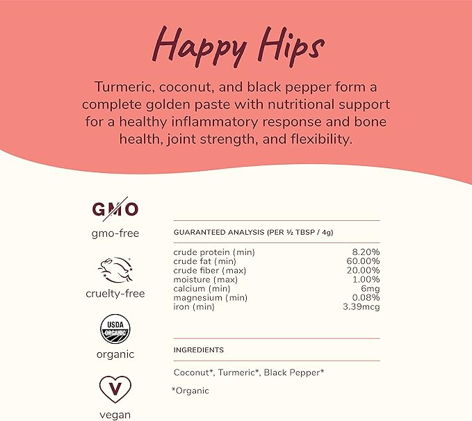 kin+kind Hip and Joint Supplement for Dogs & Cats – Vet Formulated Natural Joint Support with Organic Turmeric, Black Pepper & Coconut – Dog Essentials & Cat Essentials – Made in USA – 8 oz (Large)