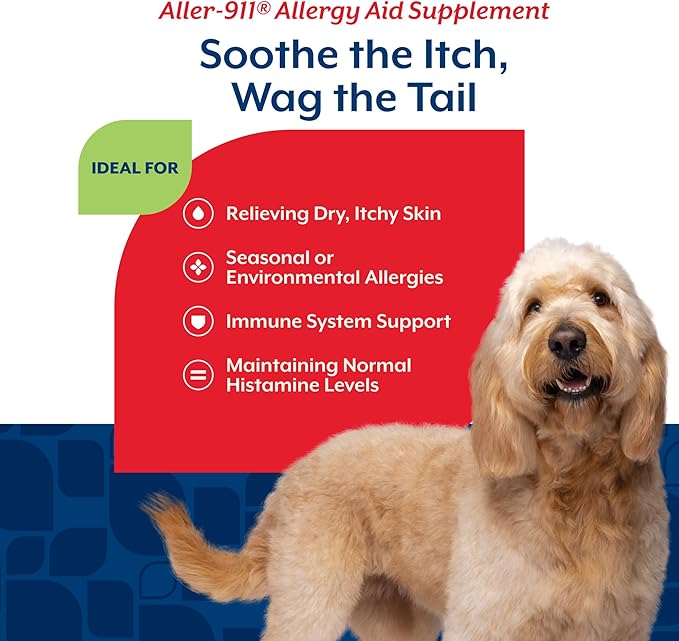 NaturVet Aller-911 Advanced Allergy Aid for Dogs, Cats – Antioxidant-Rich Pet Supplement with Omegas, DHA, EPA – Helps Support Dog Immune System, Cat Respiratory Health, Skin Moisture 180 Soft Chews