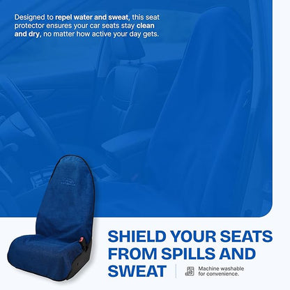 Waterproof Car Seat Towel Cover, Towel that Goes Over Car Seat for Sweat Protection, Quick-Dry Microfiber, Non-Slip Backing, Machine Washable, Fits Cars SUVs Trucks