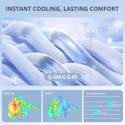 Dog Cooling Mat, Double-Sided Cooling Pet Pad, 39" x 28" Arc-Chill Cool Fiber & Q-MAX>0.45, Soft Breathable Pet Bed for Couch, Crate & Car, Foldable & Washable Summer Pet Blanket - L