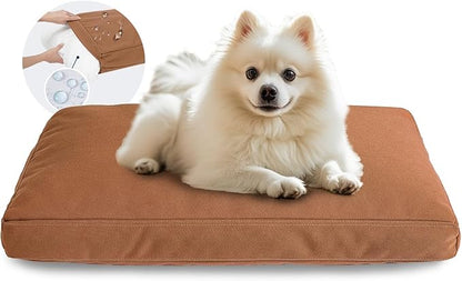Miguel Durable Canvas Dog Bed for Small Pet Outdoor Dogs Pad 14 Ounce Canvas Waterproof Pet Pillow with Removable Washable Cover, 24 x 18 inch, Caramel