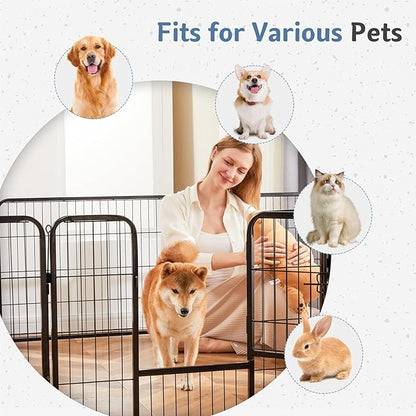 DUMOS Dog Playpen Indoor, Metal 40 Inch 4 Panels Foldable Pet Fence with Door, Outdoor Small Medium Large Dog Puppy Portable Exercise Play Pen for RV Camping, Trips, Play Yard