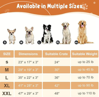 EMPSIGN Stylish Dog Bed Mat Dog Crate Pad Mattress Reversible (Cool & Warm), Water Proof Linings, Removable Machine Washable Cover, Firm Support Pet Crate Bed for Small to XX-Large Dogs, Grey
