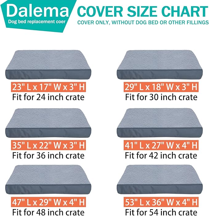 Dog Bed Cover 53L x 36W x 4H Inch,Heavy Duty Durable Waterproof Fluffy Soft Short Plush Replacement Dog Bed Covers,Washable Removable Pet Bed Mattress Cover with Zipper.Grey