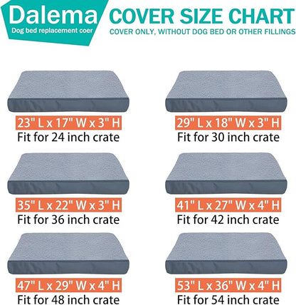 Dog Bed Cover 53L x 36W x 4H Inch,Heavy Duty Durable Waterproof Fluffy Soft Short Plush Replacement Dog Bed Covers,Washable Removable Pet Bed Mattress Cover with Zipper.Grey