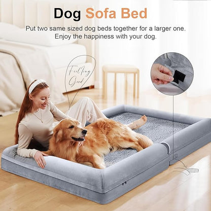 Large Dog Bed Orthopedic Washable: Beds Bolster XL Bed Big XLarge Dogs Memory Foam Couch Sofa Waterproof with Removable Cover
