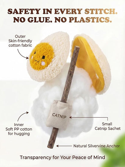 Durable and lnteractive Cat Teething Stick Toys: Chewing Stick, Grinding Teeth Rod, and chewable Cat Doll for Your Pet's Entertainment (Egg Whites)