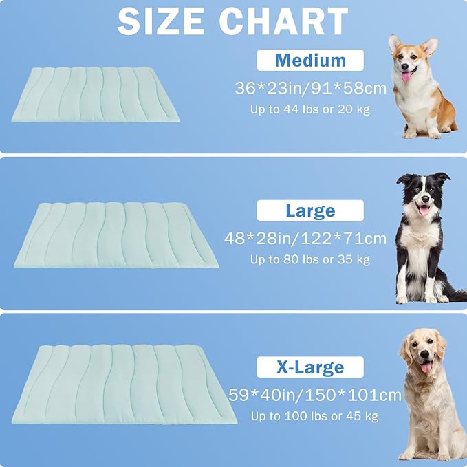 SCENEREAL Dog Cooling Mat for Crate, Thicken Self-Cooling Dog Pad Reversible (Cool & Warm), 59"x40" Pet Cool Bed for M Large XL Dogs,Kennel Sofa Mats Machine Washable, Durable Non-Toxic Gel, Outdoor