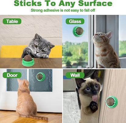 CCINEE 3PCS Catnip Balls for Cats Wall Catnip Toys Edible Cat Toys for Cat Lick Safe Healthy Kitten Chew Toys Teeth Cleaning Dental Cat Toys