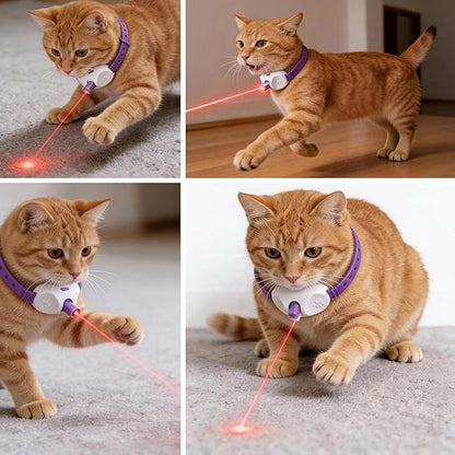 Walfront Cat Toys for Indoor Cats, Purple Light-Up Interactive Collar with Automatic Motion, Adjustable Fit 9.1–13.4"(23–34cm) USB Rechargeable 2 Modes, Home Alone Cats, Engaging Playtime