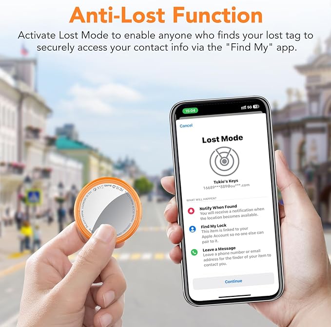2026 New [Apple MFi Certified] (iOS Only) Tracker Tags-4 Pack, Bluetooth 5.3 GPS Tracker for Apple Find My, Replaceable Battery, 100dB Key Finder and Item Locator for Car, Keys, Luggage, Orange