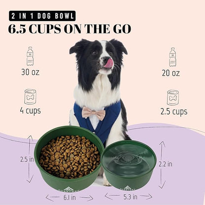 AVERYDAY 50 Oz Travel Dog Bowls with Lids, 2-in-1 Portable Pet Bowls for Food and Water, Leakproof Travel Dog Food & Water Bowl for Outdoor, Camping, Travel Dog Feeding Bowl, Daycare Pet Bowls