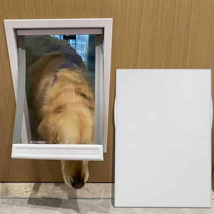CEESC Large Dog Door for Pets Up to 220 lb, Weatherproof Pet Door with Magnetic Flap, Sturdy Weatherproof Panel and Snap-in Closing Panel Included, Suitable for Interior and Exterior Doors(XXL,White)