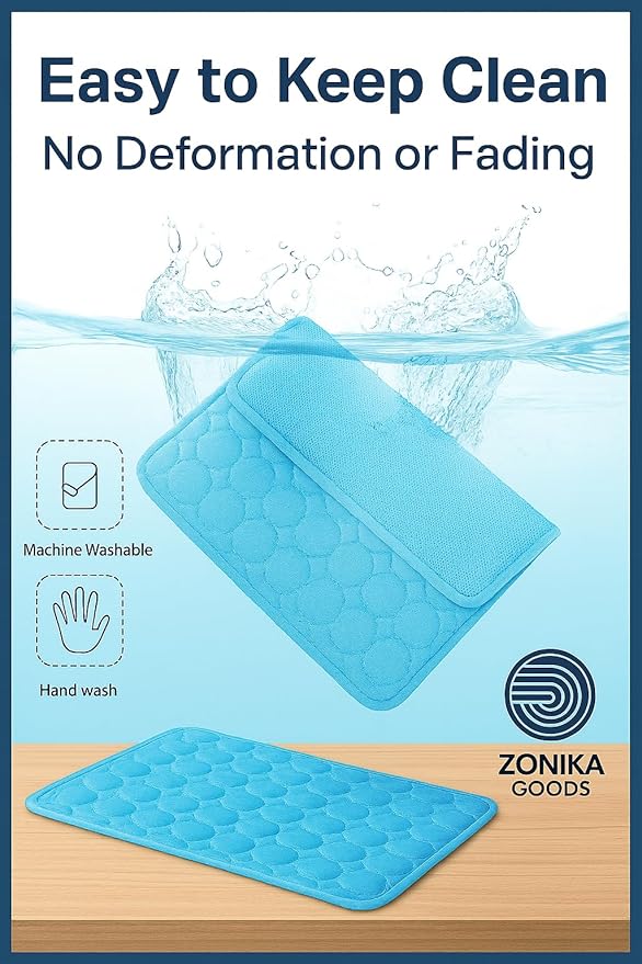 Blue Cooling Mat & Sleeping Pad | Water Absorption | Safe Materials | Easy Carry & Clean | Ideal Cooling Pad for Dogs and Cats | Perfect for Camping, Crates, and Pet Beds | 27.6"L x 21.7"W x 0.8"Th