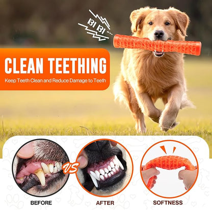 LOYEE Dog Squeaky Toys Interactive Dog Toys for Aggressive Chewers Tough Rubber Chew Toys for Medium/Large Breed, Indestructible Puppy Chew Toys for Teething (Orange)