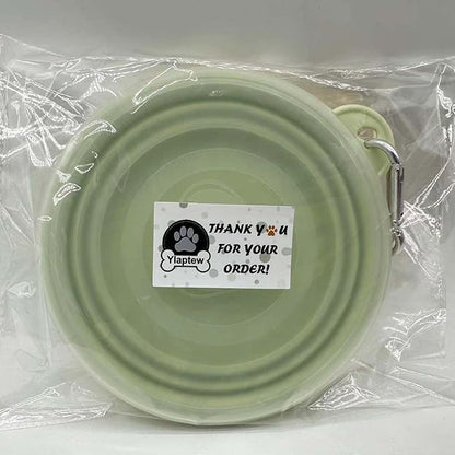 Small Collapsible Dog Bowl 12oz,2 Pack Portable and Foldable Pet Travel Bowls with 2 Carabiners & Lids for Dogs Cats and Small Animals (Macaron Yellow+Green, 350ml)