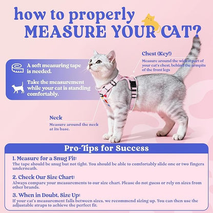 rabbitgoo Cat Harness and Leash for Walking, Escape Proof Soft Adjustable Vest Harnesses for Cats, Easy Control Breathable Reflective Strips Jacket, Purrty Pink, XS