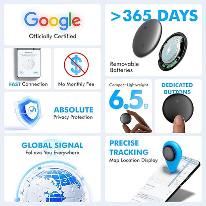 Air Tracker Tags-4 Pack for Android with Case- Bluetooth Tracker Item Finder for Key, Wallet - Works with Google Find Hub, IP66 Waterproof, Smart Tag for Android & Samsung Phones White & Black