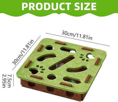 Cat Scratch Puzzle Enrichment Box, Kitten Nail File Scratcher, Interactive Cat Nail File Enrichment Box, Mental Felt Maze Box Stress Free Alternative to Clippers And Grinders (Green, No Install)