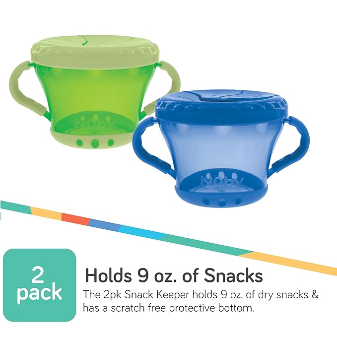 Nuby 2-Pack Snack Keepers, Blue and Green