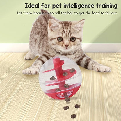 Cat Treat Dispenser Toy, 5cm Adjustable Cat Puzzle Feeder, Interactive Cats Food Puzzle, Cats Balls for Indoor Kitten Training