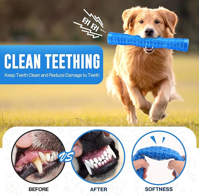 LOYEE Dog Squeaky Toys Interactive Dog Toys for Aggressive Chewers Tough Rubber Chew Toys for Medium/Large Breed, Indestructible Puppy Chew Toys for Teething (Blue)