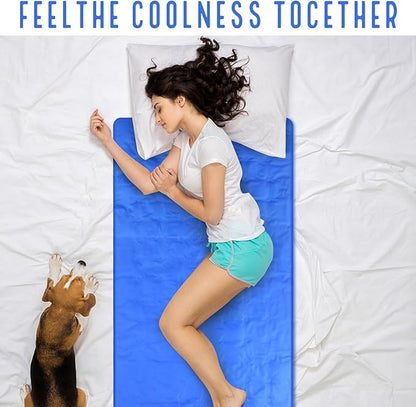 Drydiet Cooling Pad Mat for Sleep Cooling Mattress Pad Gel for Bed, Relieve Pain, Summer Hot Flashes, Adult, Pets, No Water or Electricity Required(Plain,Blue,60 x 20 Inch)