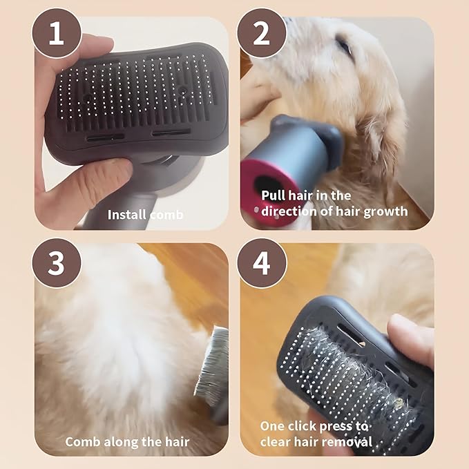 Pet hair blowing comb-Skin Friendly Grooming Tool for Dogs, Cats, and Puppies, Deshedding and Hair Removal for Long and Short Haired Pets (dark gray)