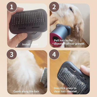 Pet hair blowing comb-Skin Friendly Grooming Tool for Dogs, Cats, and Puppies, Deshedding and Hair Removal for Long and Short Haired Pets (dark gray)