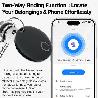 Tracker Tags 4 Pack, Luggage Tracking Tags Compatible with with TUYA APP,Both iOS and Android Compatible, Key Finder Locator with Sound,Smart Tag,Item Finder for Keys, Bags, Suitcases,Black and White